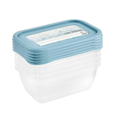 keeeper Tiefkühldosenset 5-teilig, Wiederbeschreibbarer Deckel, 5 x 500 ml, 15,5 x 10,5 x 6 cm, Mia Magic Ice, Nordic Blue