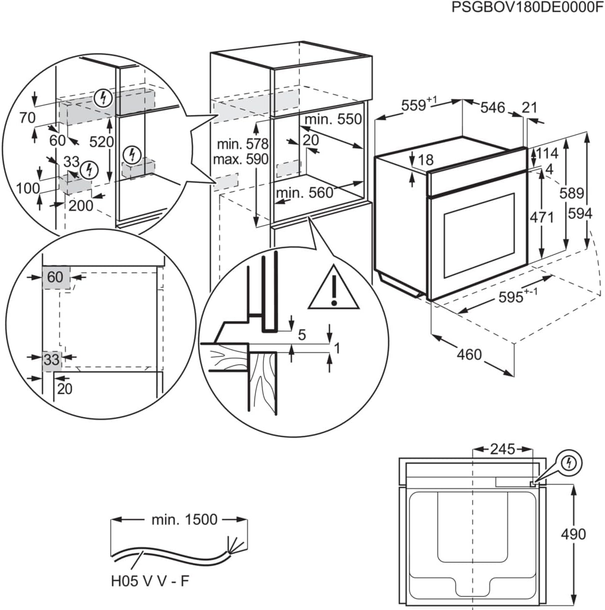 AEG Wifi Einbaubackofen – Serie 7 TFT-Full-Touch-Farbdisplay mit Kochassistent – Made in Germany – Pyrolyse Selbstreinigung – Kerntemperatursensor: für Punktgenaues Garen – Schwarz – TE7PB62WAB