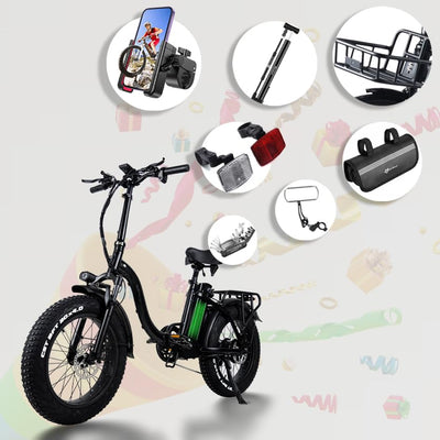 Klapprad E-Bike, E Bike Elektrofahrrad mit 48V/24Ah Samsung-Akku, Bis zu 140KM | Hinterradmotor 48V, 65N.m | Hydraulic Disc Brake | E Klapprad mit Rückspiegel & Korb, Elektrofahrrad für Herren Damen