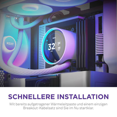 NZXT Kraken Elite 360 RGB - AIO CPU-Flüssigkeitskühler - 360-mm-Radiator - F360 RGB Core-Lüfter - Anpassbares 2,72"-IPS LCD - Turbine Pump - Intel LGA 1700, 1200/115X, 1851 - AMD AM5, AM4 - Weiß