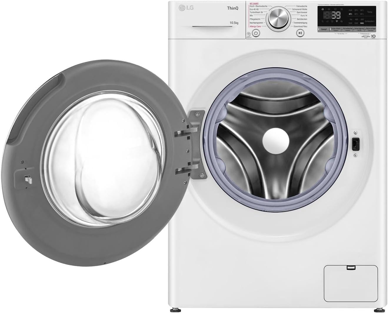 LG Electronics Waschmaschine 10,5 kg AI DD Steam TurboWash 360° ThinQ Neue Wohlfühl-Trommel F6WV710P1 Weiß