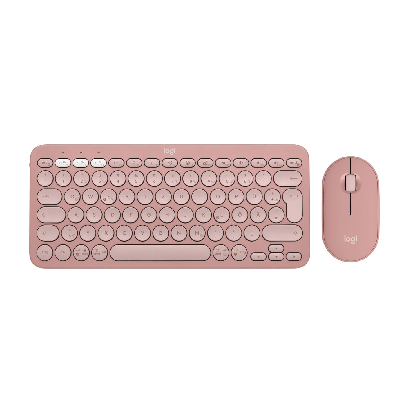 Logitech Pebble 2 Combo, kabellose Tastatur und Maus, leise und mobil, anpassbar, Logi Bolt, Bluetooth, Easy-Switch für Windows, macOS, iPadOS, Chrome - Deutsches QWERTZ-Layout, Rosa