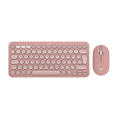 Logitech Pebble 2 Combo, kabellose Tastatur und Maus, leise und mobil, anpassbar, Logi Bolt, Bluetooth, Easy-Switch für Windows, macOS, iPadOS, Chrome - Deutsches QWERTZ-Layout, Rosa