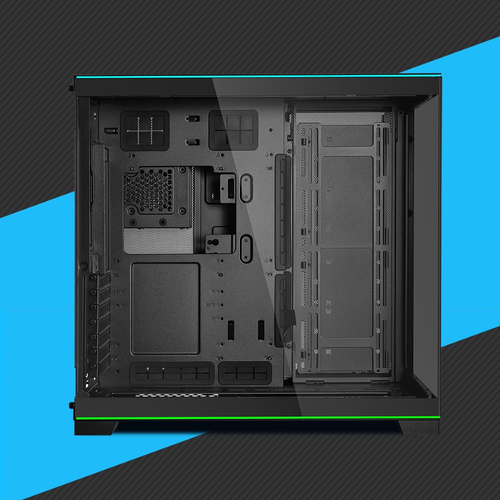 Lian Li O11D EVO RGB Gaming PC Gehäuse ATX Schwarz - Midi Tower PC Gehäuse mit RGB-Beleuchtung, Grafikkarten bis 455 mm, bis zu 420 mm Radiatoren, Black PC Case Stahl, Aluminium, Gehärtetes Glas