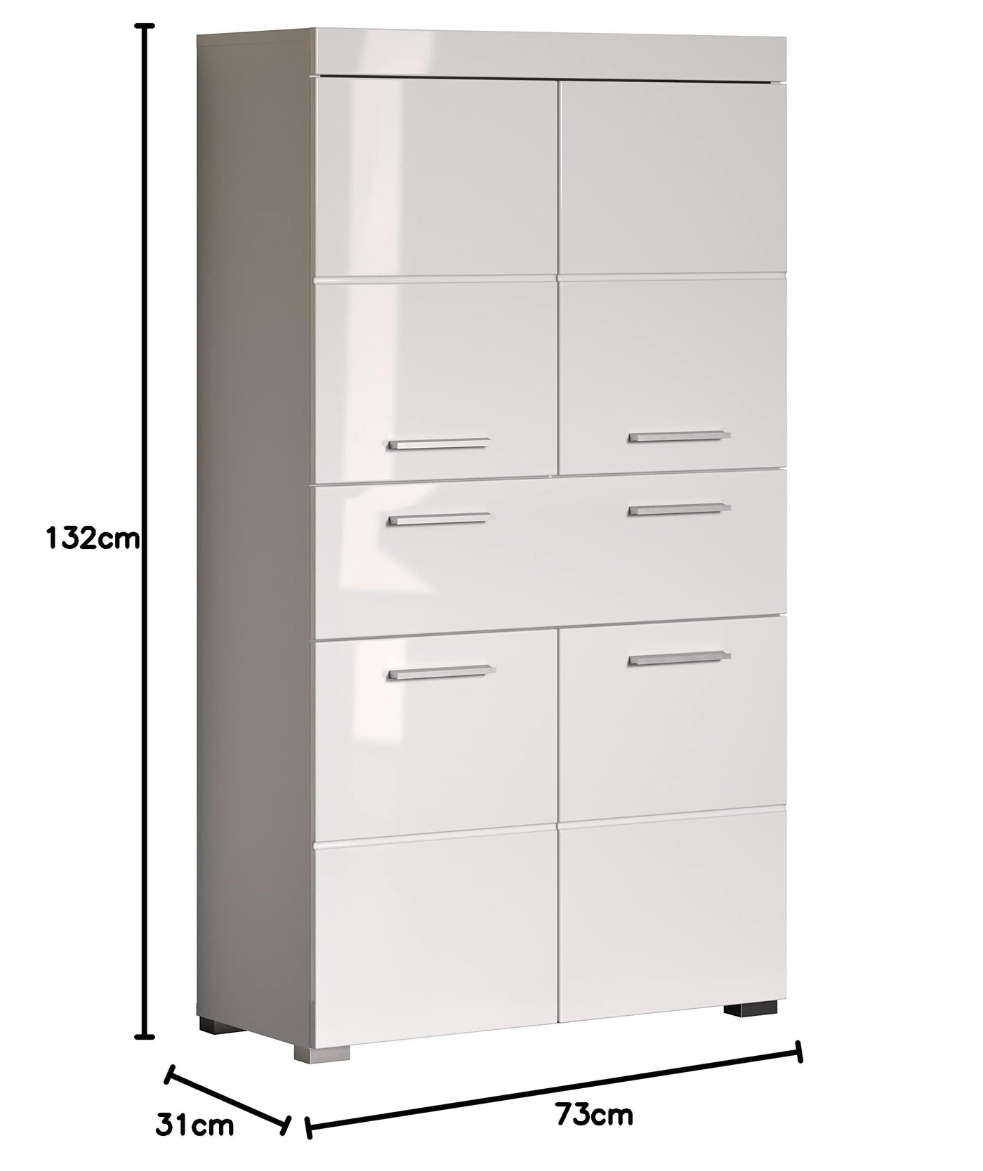 trendteam smart living - Hochschrank Schrank - Bad - Amanda - Aufbaumaß (BxHxT) 73 x 130 x 31 cm - Farbe Weiß Hochglanz - 139310701