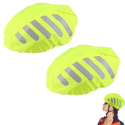 ARROMI 2 Stück Fahrradhelm Regenschutz, Rucksack Regenschutz, atmungsaktiver und wasserfester Helmüberzug, für Wandern, Camping, Radfahren, Step by Step Regenschutz(Fluoreszierendes Grün)