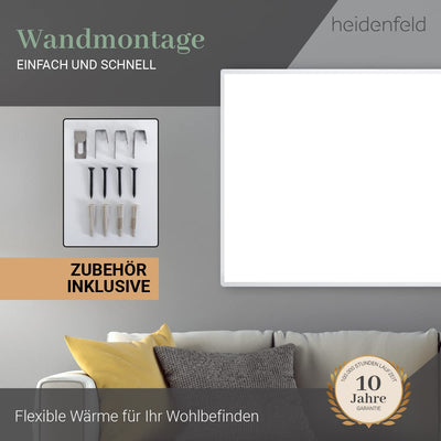 Heidenfeld Infrarotheizung HF-HP100-3 | 𝟭𝟬 𝐉𝐀𝐇𝐑𝐄 𝐆𝐀𝐑𝐀𝐍𝐓𝐈𝐄 - 1000 Watt - 14-25 m² - Infrarot Heizkörper - Elektroheizung mit Thermostat - Überhitzungsschutz (HF-HP100-3 1000 Watt)