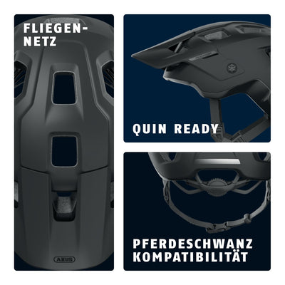 ABUS MTB-Helm MoDrop - robuster Fahrradhelm mit guter Belüftung für Mountainbiker - individuelle Passform - für Damen und Herren - Schwarz Matt, M