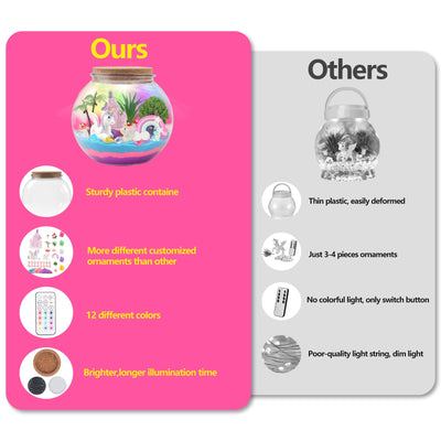 Einhorn Geschenke für Mädchen, DIY Einhorn Terrarium Bastelset mit Timing Fernbedienung und farbigen Lichtern, Nachtlicht Basteln, Wissenschaft Kit, Spielzeug für Mädchen ab 6, 7, 8+ Jahren