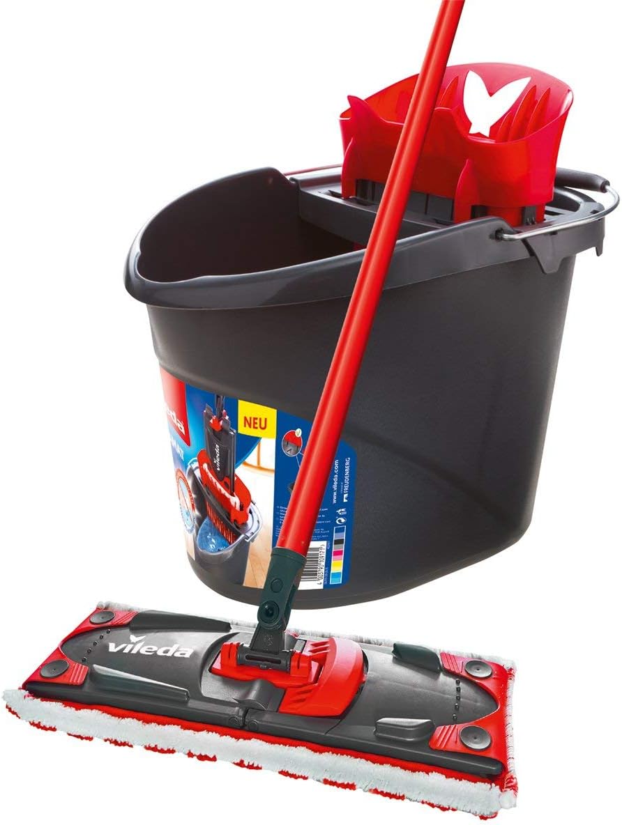 Vileda ULTRAMAX 2in1 Komplett-Set, Bodenwischer-Set mit Eimer, Flachwischer und Microfaser- Wischbezug