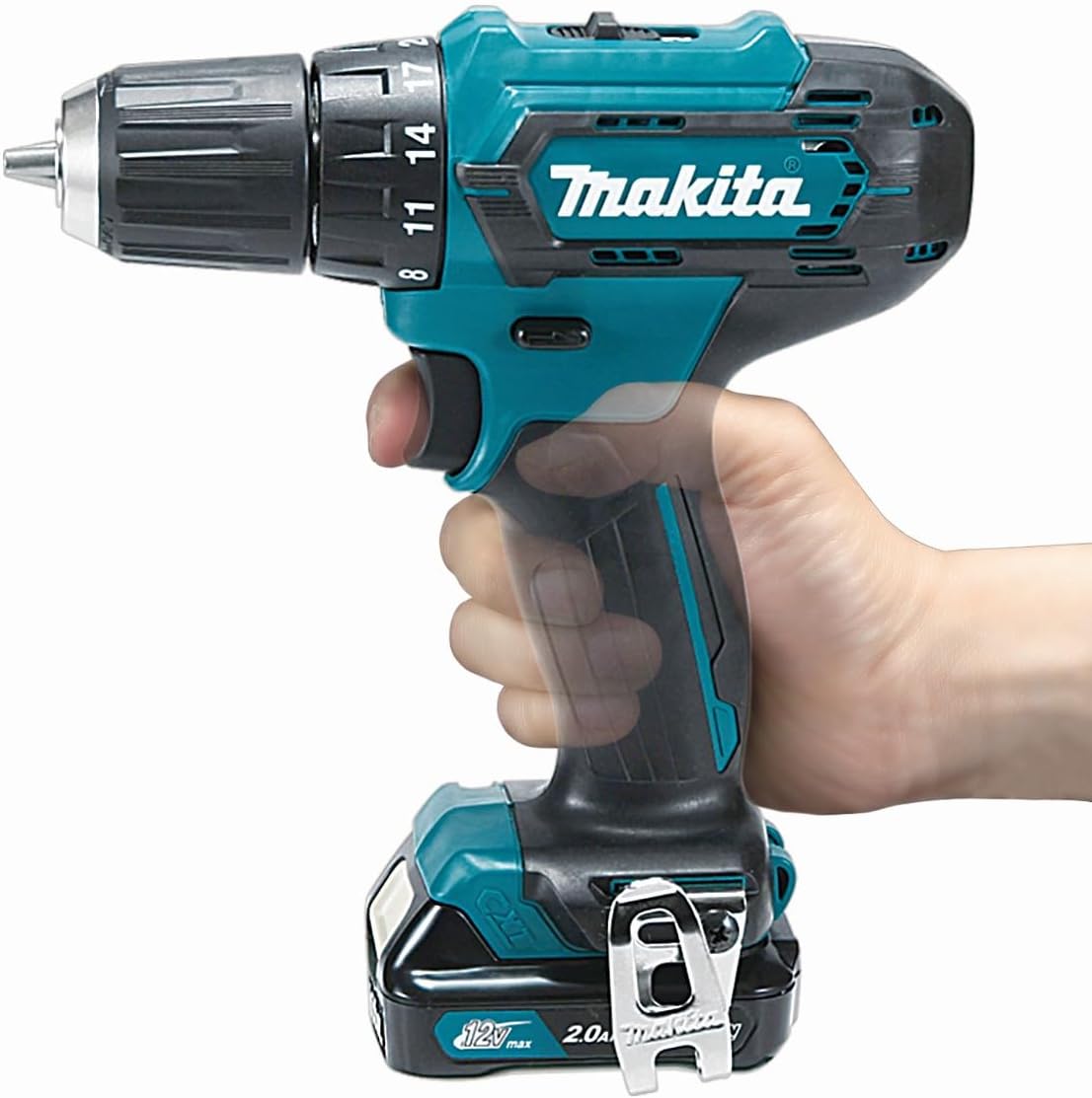 Makita DF333DSAE Akku-Bohrschrauber 12 V max. / 2,0 Ah, 2 Akkus + Ladegerät im Transportkoffer, Schwarz, Blau