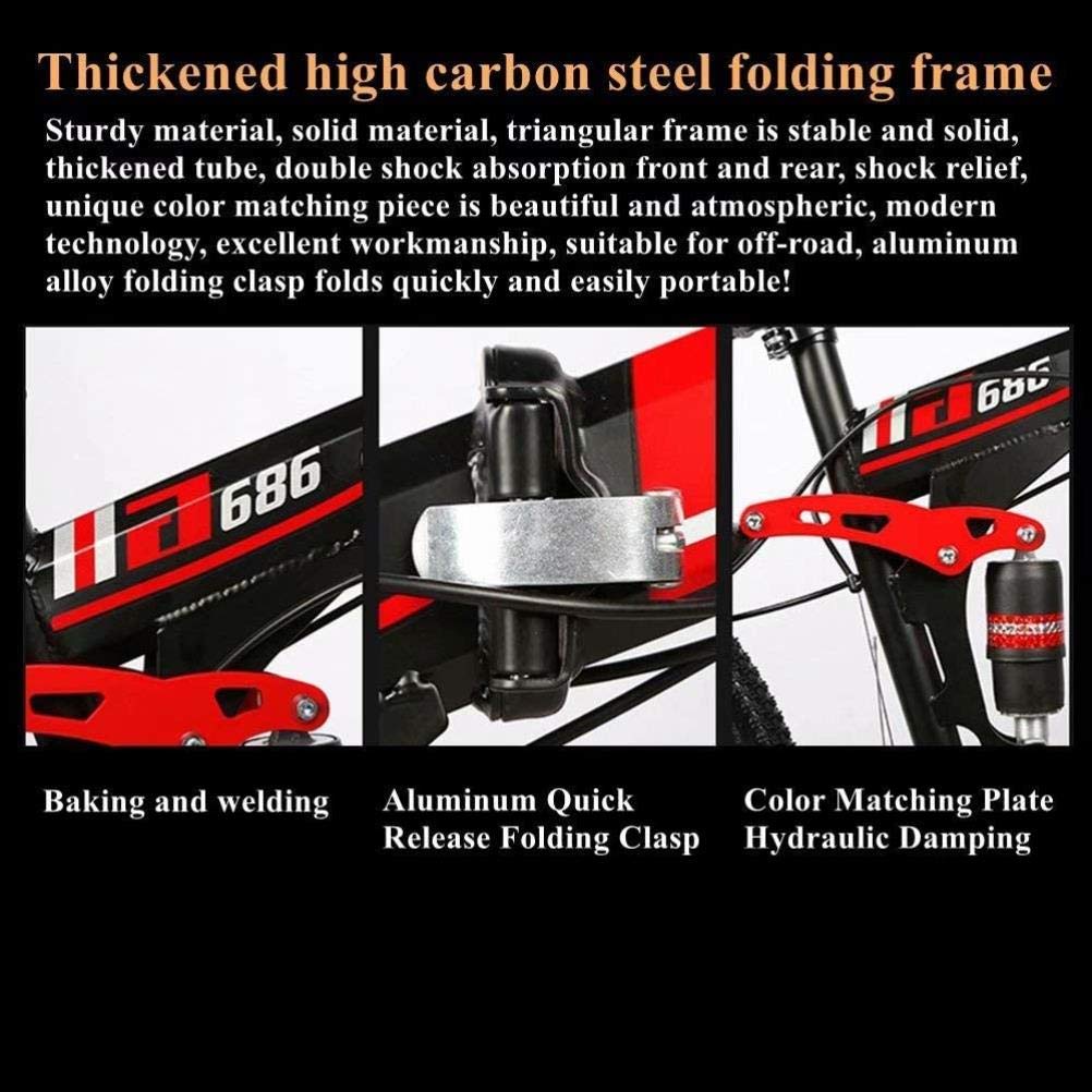 Wmmner Faltbares Herren-Mountainbike, 24/26 Zoll Mountainbike-Alauninum Mtb Fahrrad Radfahren Urban Pendler Stadtfahrrad, 24-Stufenschaltung, 24 Zoll