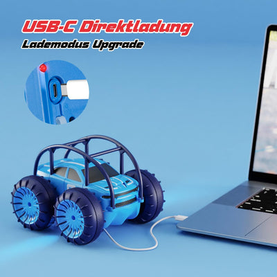ifollower Direktladung Ferngesteuertes Auto, 15km/h 4WD Amphibienfahrzeug Stunt Auto, 2.4GHZ 360° Drehung Buntem LED-Licht Monstertruck Offroad Spielzeug, Geschenke für Kinder ab 3 Jahre