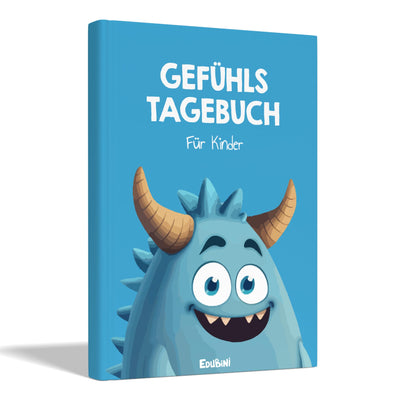 Edubini Gefühlstagebuch Kinder [6-12 Jahre] - Tagebuch Mädchen & Jungs - Gefühle Buch für Umgang mit Emotionen und ein gutes Gefühl, Dankbarkeitstagebuch für Kinder (inkl. 10 Spiele) (blau)