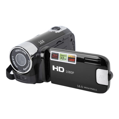 Kids Videokamera-Camcorder, 16x 1080P 30fps Vlogging Kamerarecorder mit Drehbarem 2,7-Zoll-TFT-Bildschirm, Class10 U3-Chip, Fülllicht, Eingebautem Lautsprecher, Support 32GB Expandable(Schwarz)
