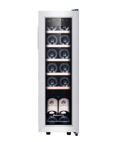 Kalamera Weinkühlschrank, 12 Flaschen 35 Liter Weinklimaschrank klein mit Kompressor, 5-18°C, KRC-35FCSS