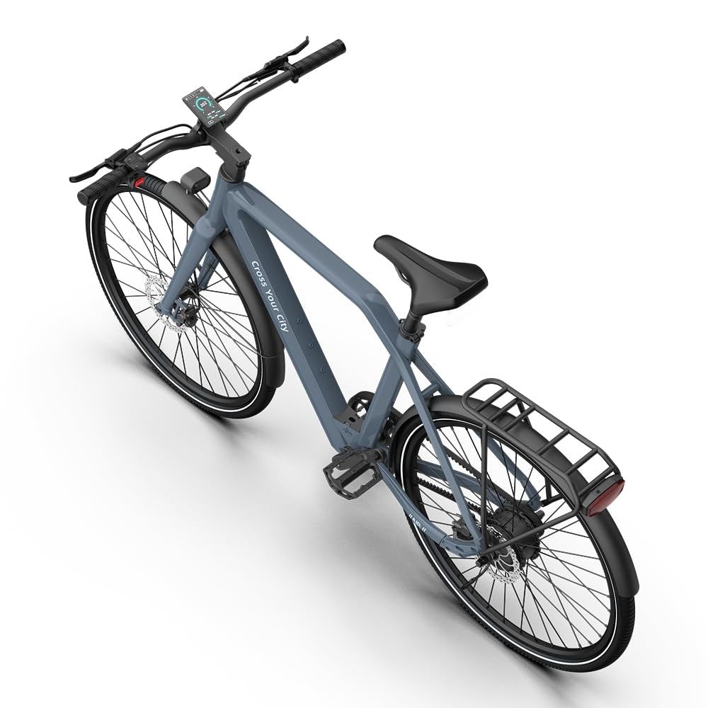 A Dece Oasis ADO e Bike Air30, 28 Zoll 700C, E-Bike Elektrofahrrad,370,00 Wh Akku, ebike Damen/Herren,1 Gang,Momenten-Sensor, Riemenantrieb,ADO Smart APP,3,5-Zoll-IPS-Display (Grau)