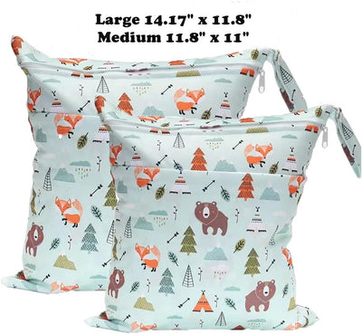 TRASUN Wetbag Kindergarten Nasstasche Windeltaschen Schwimmsachen Nassbeutel Nasse und Trocken Wickeltasche 2er Wasserdicht Waschbar Nassbeutel Organiser für Kleinkind Windeln Reisen Gym Strand Pool
