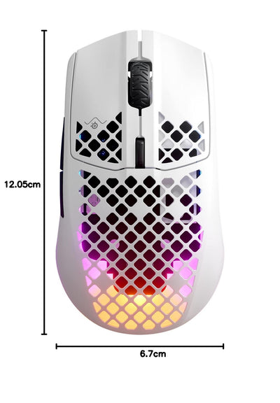 SteelSeries Aerox 3 Wireless - RGB Gaming-Mouse mit Öffnungen in der Oberfläche - Federleichtes, wasserabweisendes Design - Optischer TrueMove Air-Sensor mit 18.000 DPI - Snow