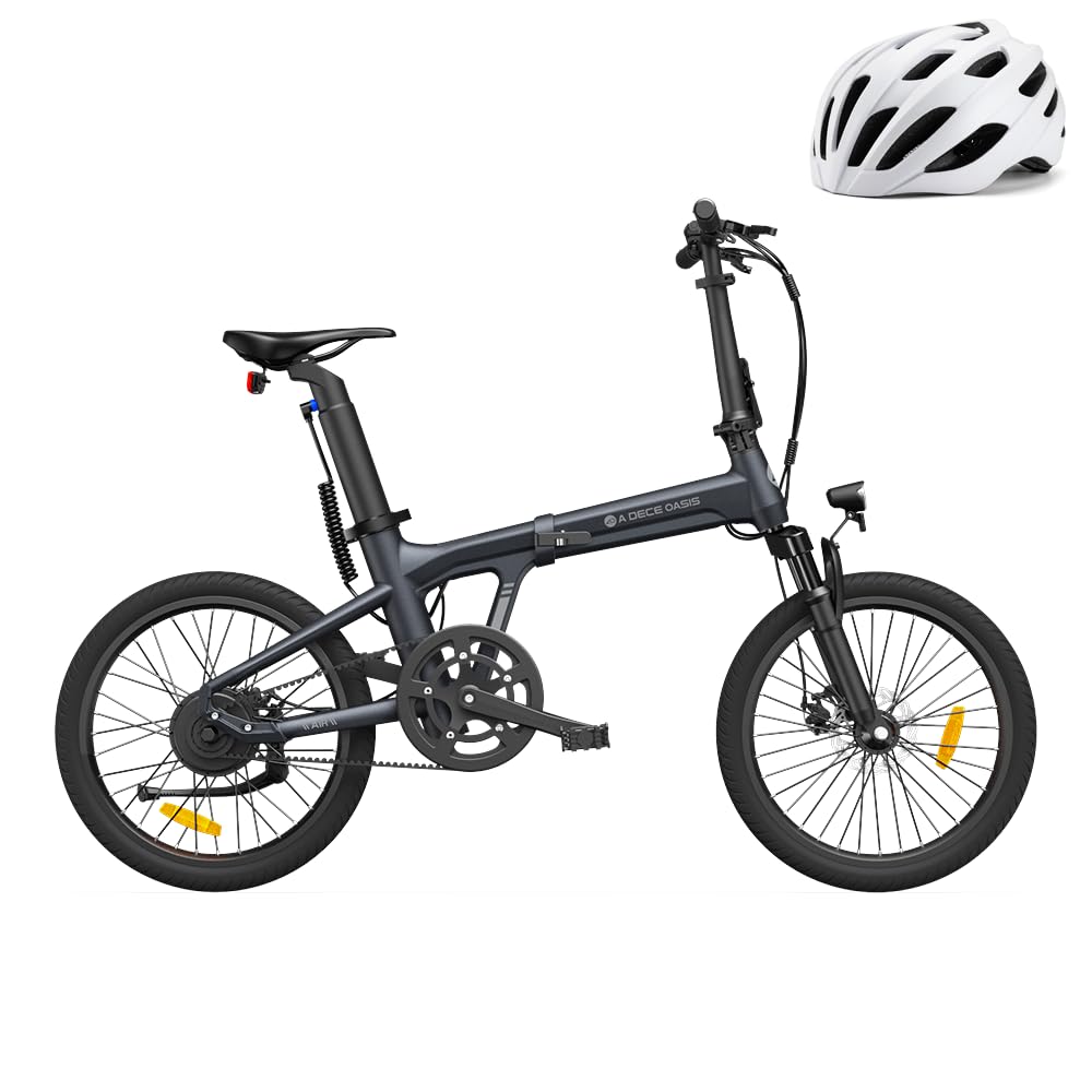ADO E-Bike Air 20S E-Fahrrad Faltbar, klapprad Riemenantrieb,Citybike, 1 Gang, Hintermotor, Helm, ebike Damen/Herren,StVZO mit Handyhalter.Gray