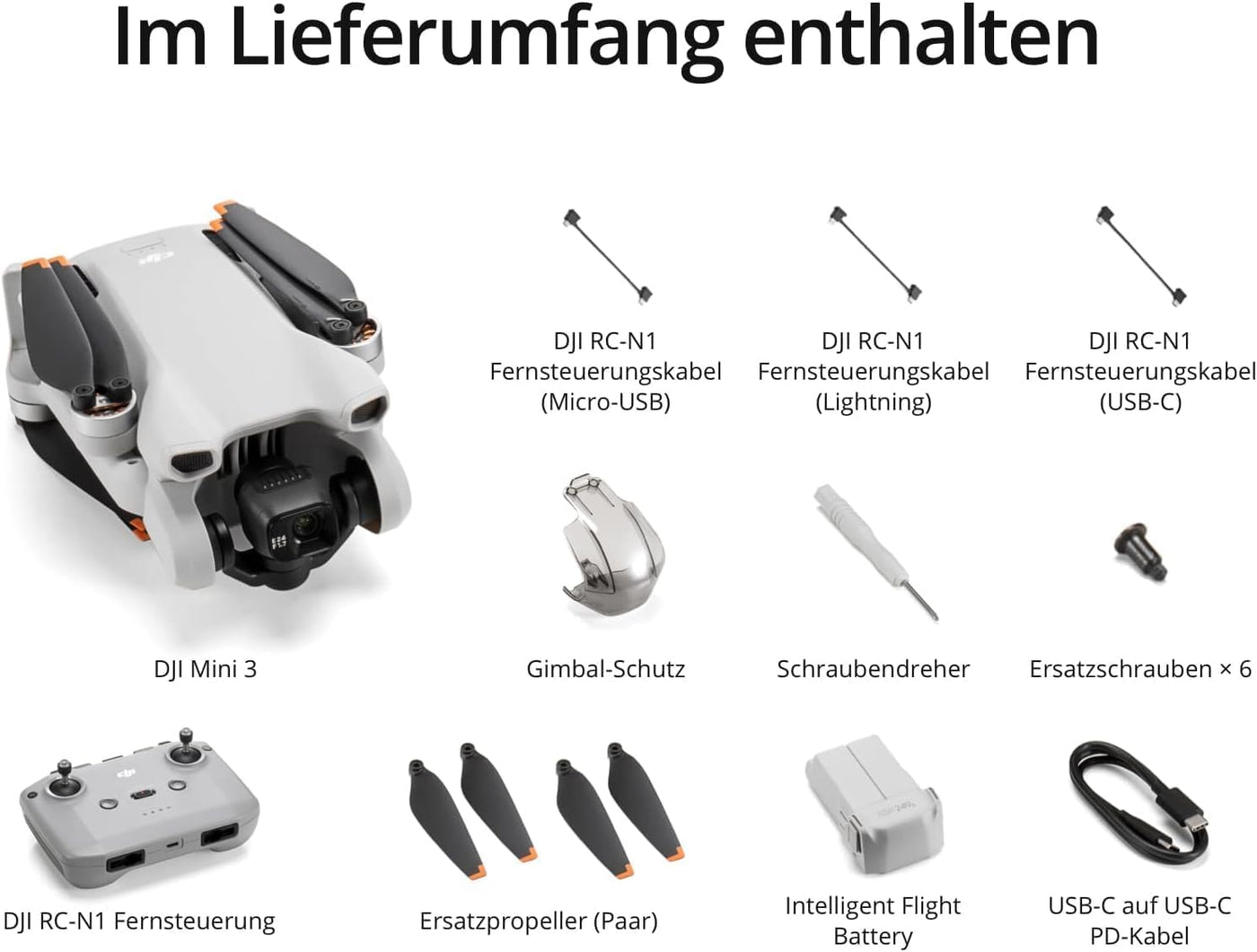 DJI Mini 3, Leichte und faltbare Mini-Kameradrohne mit 4K HDR-Video, 38 min Flugzeit, (10 km) Videoübertragung, vertikalen Aufnahmen, C0 (Kartenleser)
