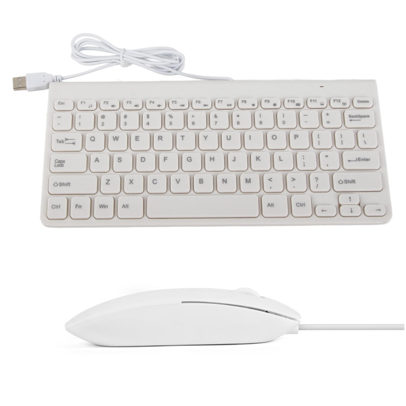 Annadue Kabelgebundenes Tastatur- und Mausset Tragbare Ultradünne USB-Plug-and-Play-Tastatur Optische Maus Mäuse-Kombination mit 1, Langlebigem Kabel für PC-Laptop (Weiss)