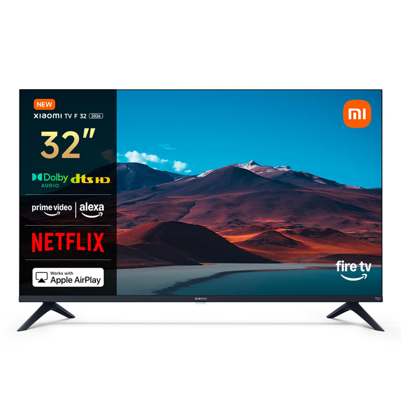 Xiaomi F, 32 Zoll (81 cm), HD, Smart TV, Fire TV, Triple Tuner DVB-C/S/S2/T/T2, Dolby Audio, DTS Virtual:X, DTS-HD, Sprachsteuerung mit Alexa, Kompatibel mit Apple AirPlay