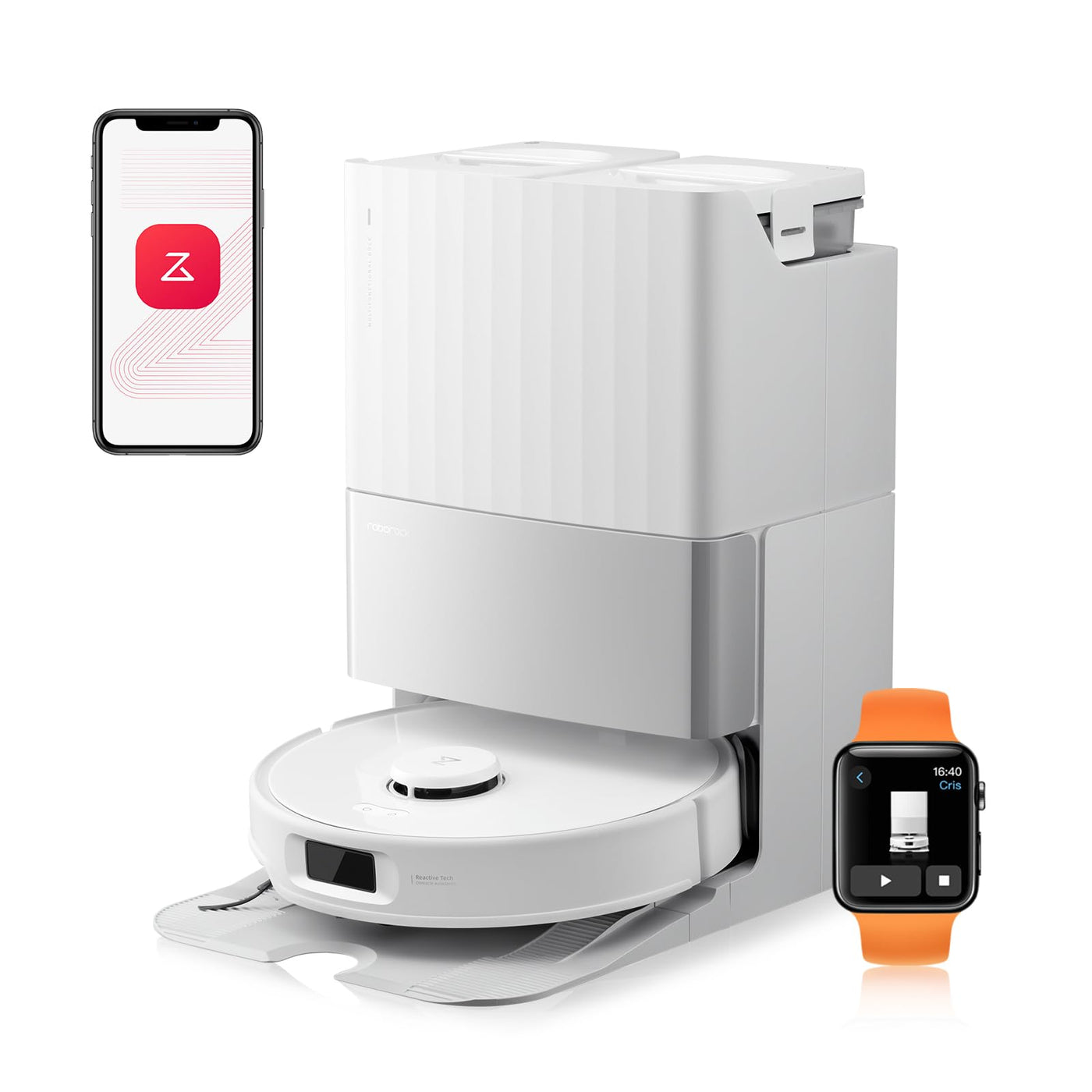 roborock Qrevo Edge S5A Saugroboter mit Wischfunktion,Dual Anti-Tangle-System,17.000Pa,FlexiArm Design™ Kantenreinigung,Hebarem Wischmopp,75℃ Heißwasser-Moppwäsche (Weiß)