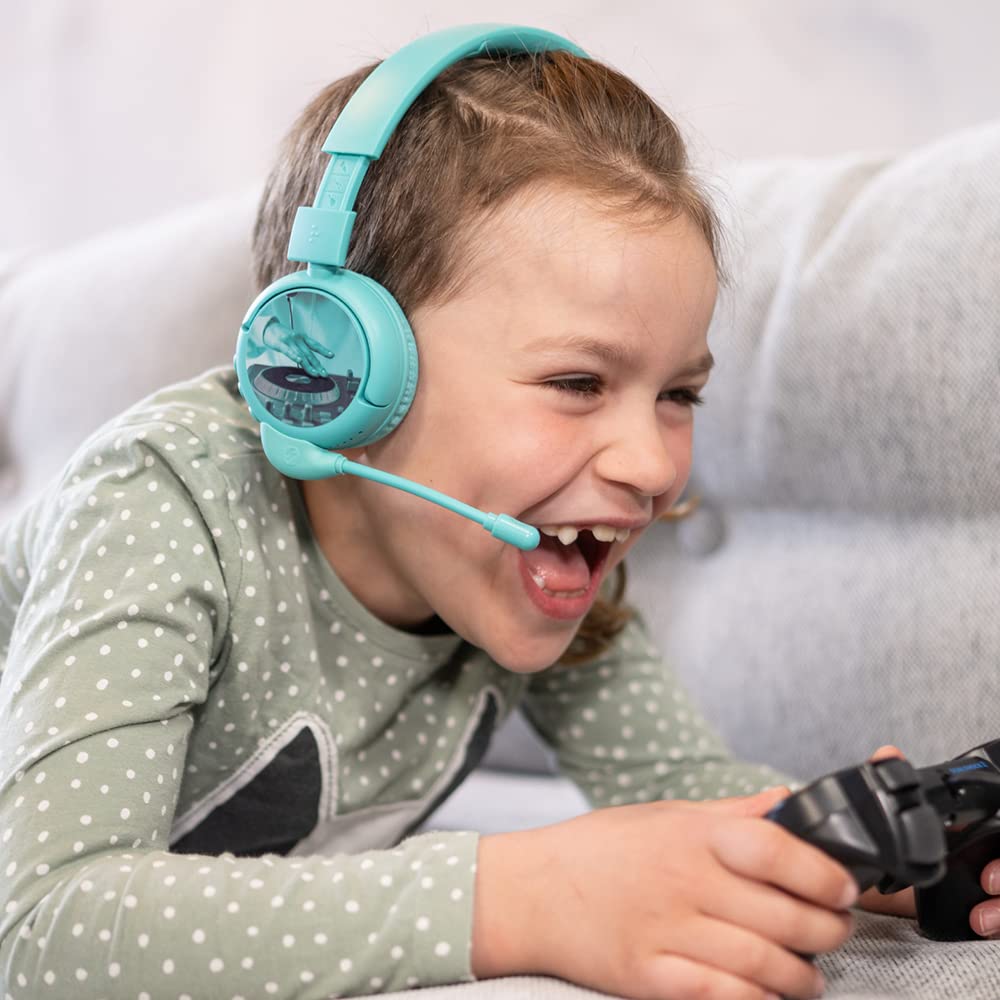 Brandneu und „Made for Amazon“: Bluetooth-Kinderkopfhörer BuddyPhones PopTime Pro mit Lautstärkebegrenzung und Bügelmikrofon (Alter: 3-12 Jahre), Blaugrün