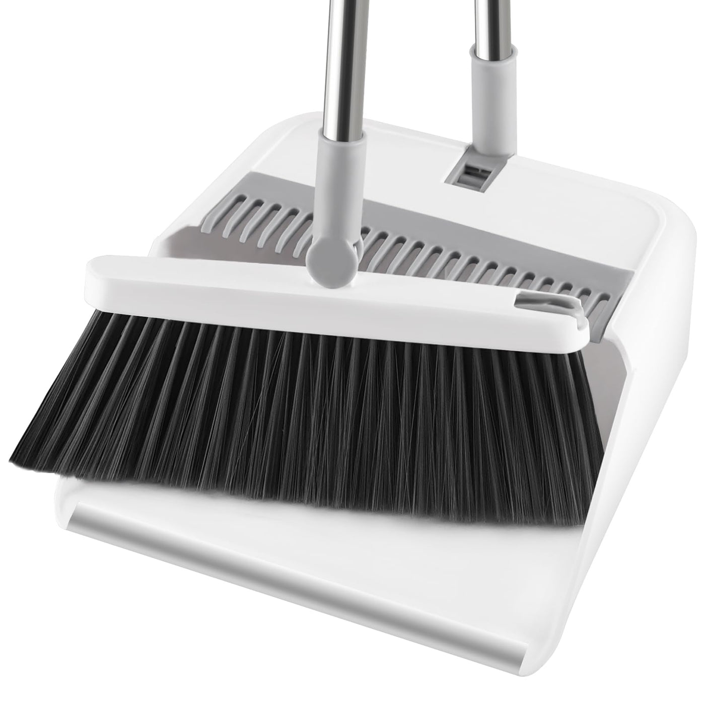 Mitclear Besen und Kehrschaufelset Set mit Langem Griff, 180° drehbare Kehrbesen Kehrmaschine und Haushalt Kehrschaufel Combo mit Aluminiumlegierung-lippe für die Reinigung von Haus, Büro, Lobby