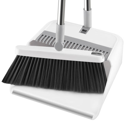 Mitclear Besen und Kehrschaufelset Set mit Langem Griff, 180° drehbare Kehrbesen Kehrmaschine und Haushalt Kehrschaufel Combo mit Aluminiumlegierung-lippe für die Reinigung von Haus, Büro, Lobby