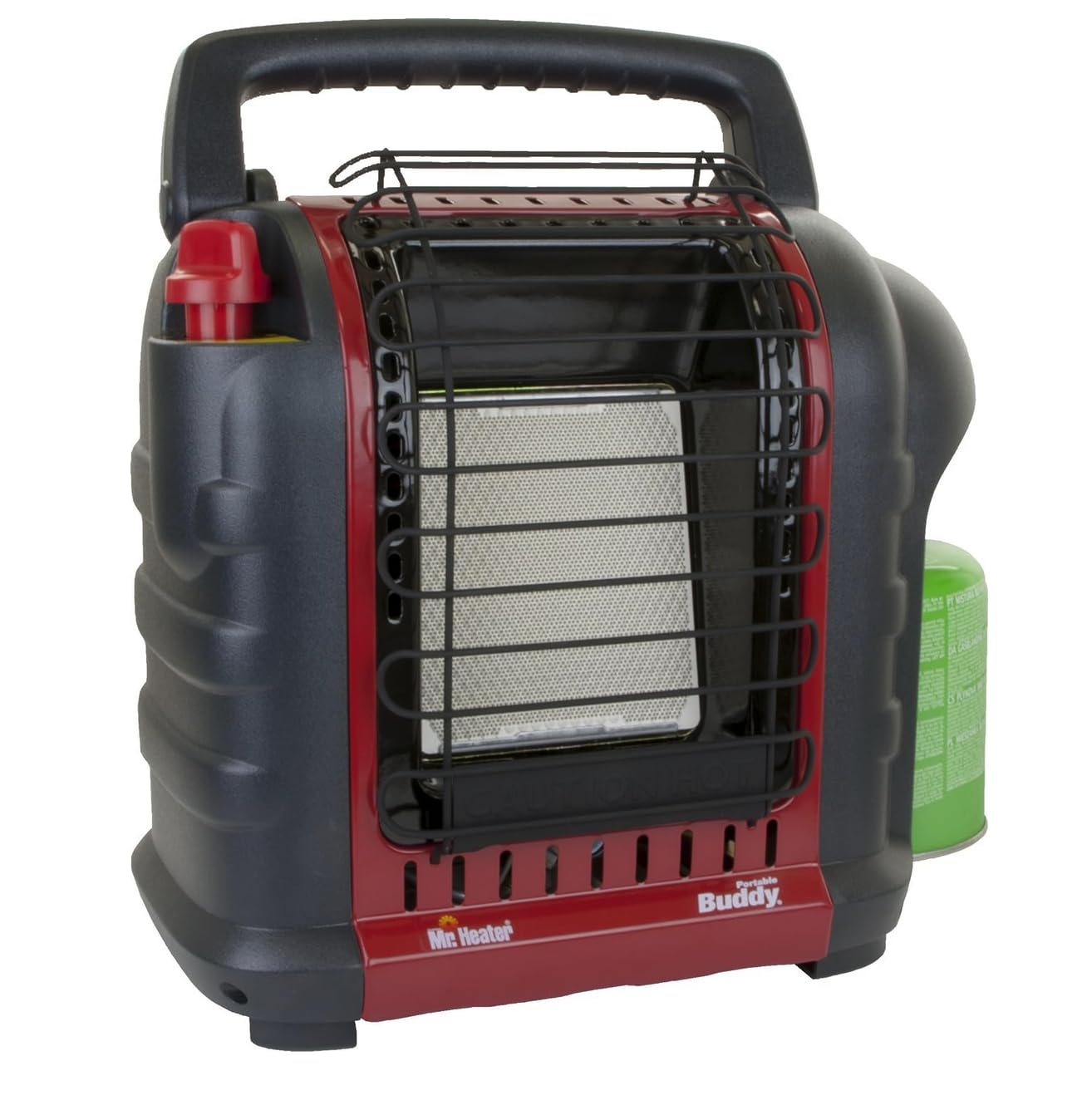 Mr Heater Tragbarer Gasheizer MH9BDF - Gasheizung mit Gasflasche - Gasheizstrahler - Räume bis zu 26M2 - Geeignet für Propan G31 und Butan/Propan G30+31 Patronen - Schwarz/Rot