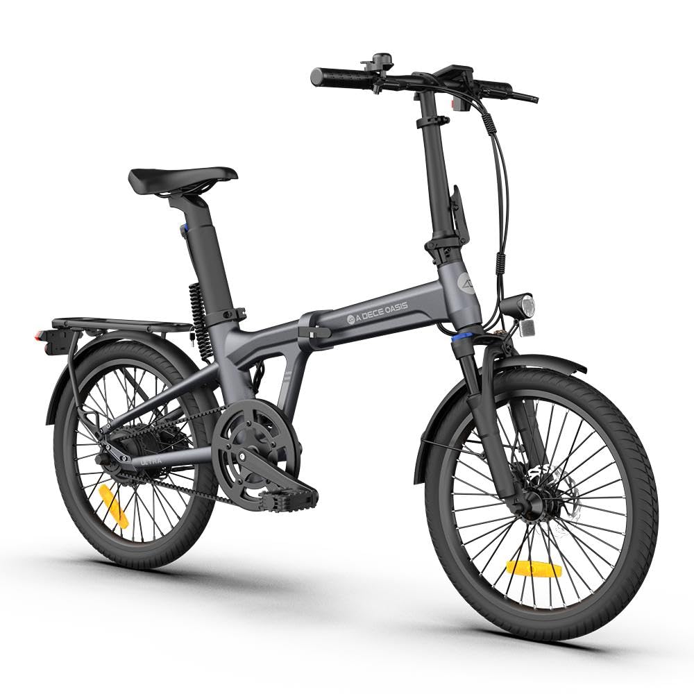 ADO E-Bike Air 20Ultra E-Fahrrad Faltbar, klapprad Riemenantrieb,Citybike, Automatische 3-Gang-Nabenschaltung – interne Schaltung, Hintermotor, ebike Damen/Herren,StVZO (Grau)