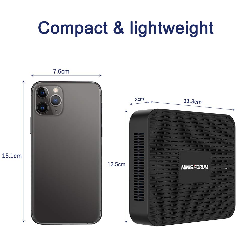 MINIS FORUM GK41 Mini-PC 8 GB DDR4 128 GB SSD mit Celeron J4125 Quad Core-Prozessor (bis 2,7 GHz) Mini-Computer 4XPorts USB3.0 2XGigabit Ethernet 4K HDMI/DP WiFi Double BT4.2