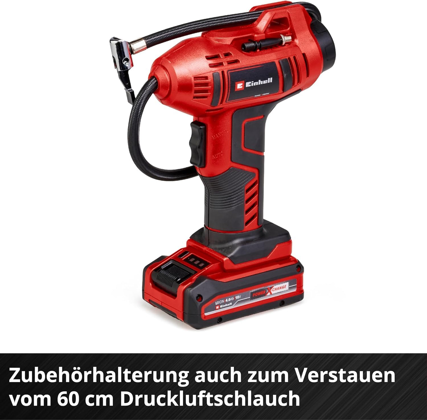 Einhell Akku-Autokompressor CE-CC 18 Li-Solo Power X-Change (Li-Ion, 18 V, max. 11 bar, 60 cm Druckluftschlauch, automat. Abschaltfunktion, Lieferung ohne Akku & ohne Ladegerät)