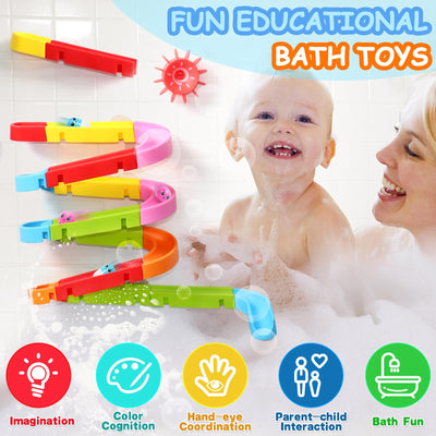 Badespielzeug Badewannenspielzeug Kinder Badewannen Spielzeug ab 3 4 5 Jahre, Murmelbahn Kugelbahn Badewanne Wasserspielzeug Kinder mit Saugnäpfe, Badespaß Geschenk Mädchen Junge (38 Stück)
