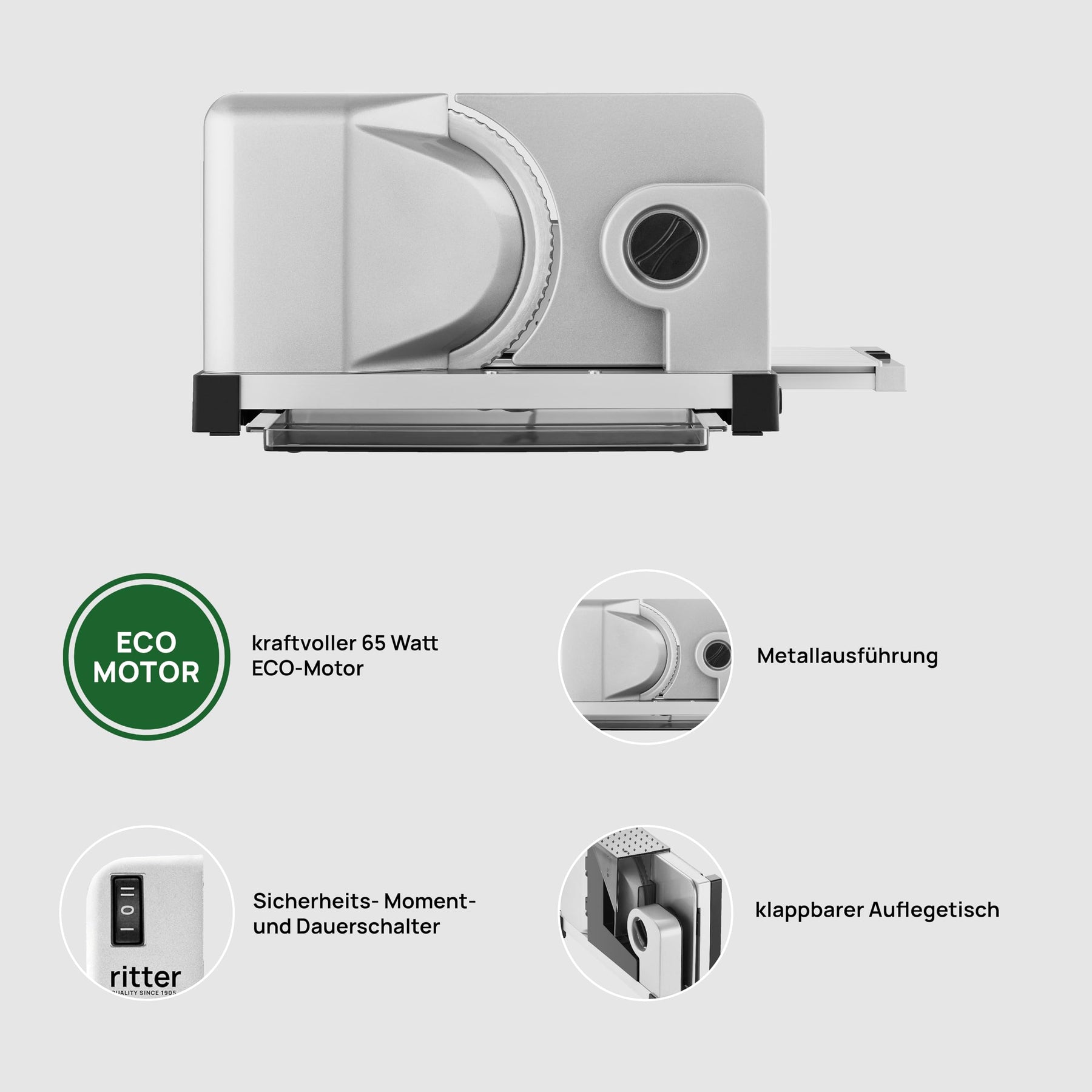 Handy Hand Ritter Vision Test ritter icaro 5 Klappbarer elektrischer Allesschneider & Brotschneidema ...