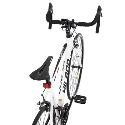 Hiland 700c Rennrad, 14 Gänge, Leichter Aluminiumrahmen, 28 Zoll Rennrad, Rahmengroß L City Commuting Rennrad für Männer Frauen, Weiß