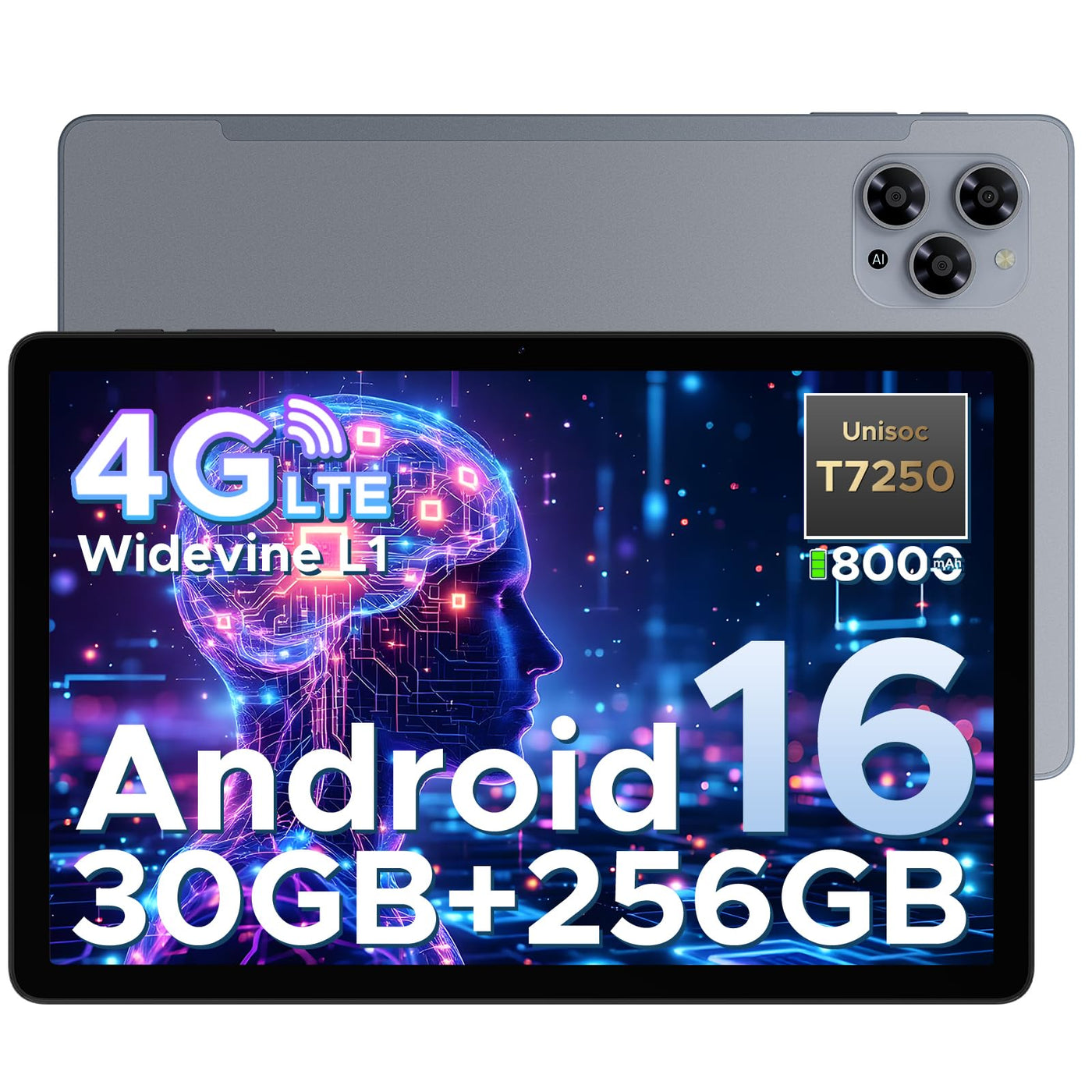 DOOGEE Tab G6 Android 16 Tablet 11 Zoll, 30GB RAM + 256GB ROM Tablet mit SIM Card Slot, 90Hz Display, Unisoc T7250 8000mAh Akku Tablets PC, Widevine L1, 13MP, 4G LTE, 3,5mm Audio/5G WiFi/Face ID/GPS