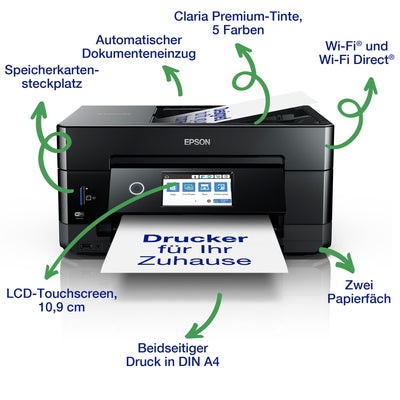 Epson Expression Premium XP-7100 3-in-1-Multifunktionsgerät Drucker (Scannen, Kopieren, WiFi, Ethernet), schwarz & Original 33XL Tinte Orange, Multipack 5-farbig
