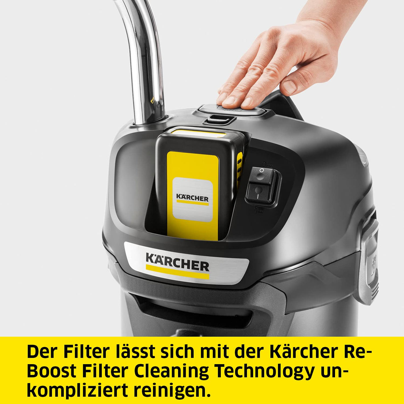 Kärcher 18 V Akku-Asche-Trockensauger AD 2 Akku ideal für die Reinigung von Kamin- Pelletöfen, flammhemmendes Material, 1-teiliger Filter, Saugschlauch, Behältergröße: 14 l, Leistung: 230 W, Schwarz