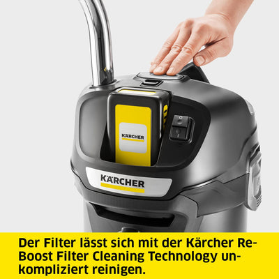 Kärcher 18 V Akku-Asche-Trockensauger AD 2 Akku ideal für die Reinigung von Kamin- Pelletöfen, flammhemmendes Material, 1-teiliger Filter, Saugschlauch, Behältergröße: 14 l, Leistung: 230 W, Schwarz