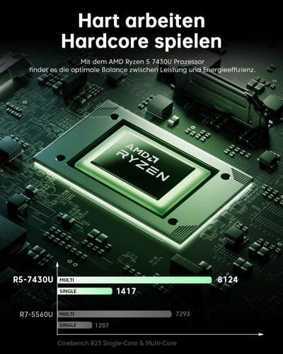 ACEMAGIC Laptop mit Metallgehäuse und Hintergrundbeleuchtetem Laptop Ryzen 5 7430U(8C/16T, bis zu 4,3 GHz) für Notebook,15.6 Zoll FHD,16GB DDR4,512GB M.2 SSD,WiFi 6,BT5. 2,HDMI(Gray)