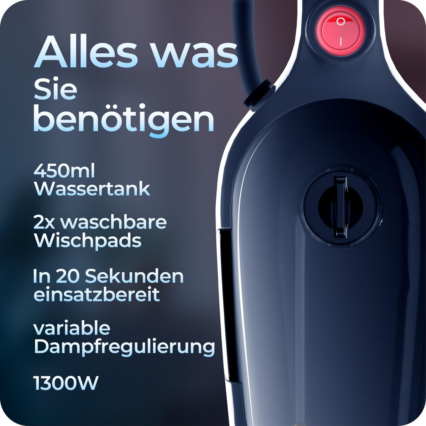 Avalla T-9 Dampfreiniger Boden, Dampfreiniger für alle mit doppelter Reinigungsleistung, Bodenwischer Elektrisch mit Handlichen Kombi-Reinigungsmodus, Ideal als Teppich Reinigungsgerät, Weiß