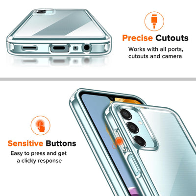 ivoler Nie Vergilbung Klar Hülle für Samsung Galaxy M15 5G, 1 Handyhülle mit 2 Stück Panzer Schutz Glas, [Militärischer Schutz] Stoßfest Transparent Schutzhülle Dünn Durchsichtige Case