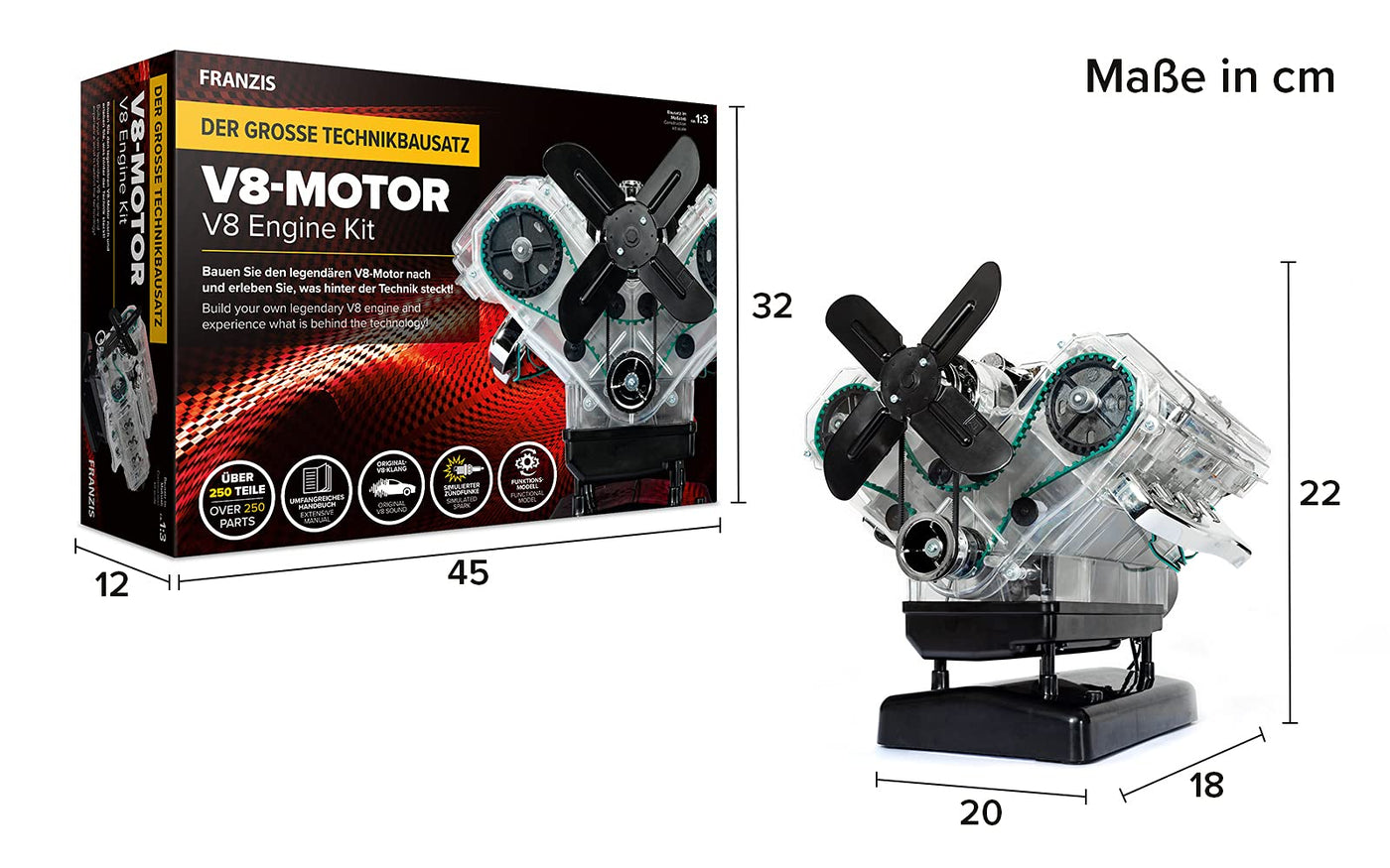 Franzis 67114 große Technikbausatz V8-Motor: Baue den legendären V8-Motor nach und erlebe was hinter der Technik steckt!
