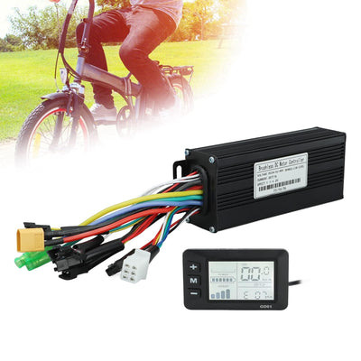 HERCHR Elektromotor Brushless Controller, DC 24V 36V 48V Motorgeschwindigkeit Controller 1000W-1500W E-Bike 30A 3-Modus Sinuswellen Umrüstsatz Mit LCD Display Für 22,2mm Lenker Elektrofahrrad Roller