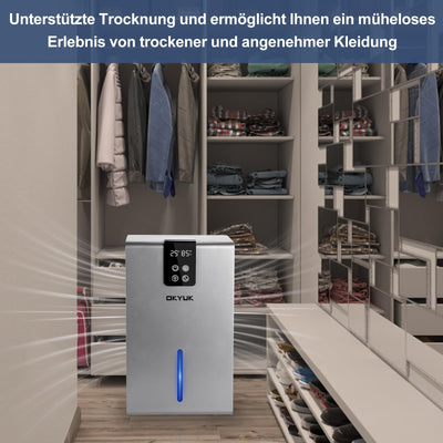 Luftentfeuchter Elektrisch 2700ml, Luftentfeuchter für Zuhause mit automatischer Abschaltung, 7-Farben-LED-Licht, ideal für Wohnmobil, Badezimmer, Schlafzimmer,Keller (Grau)