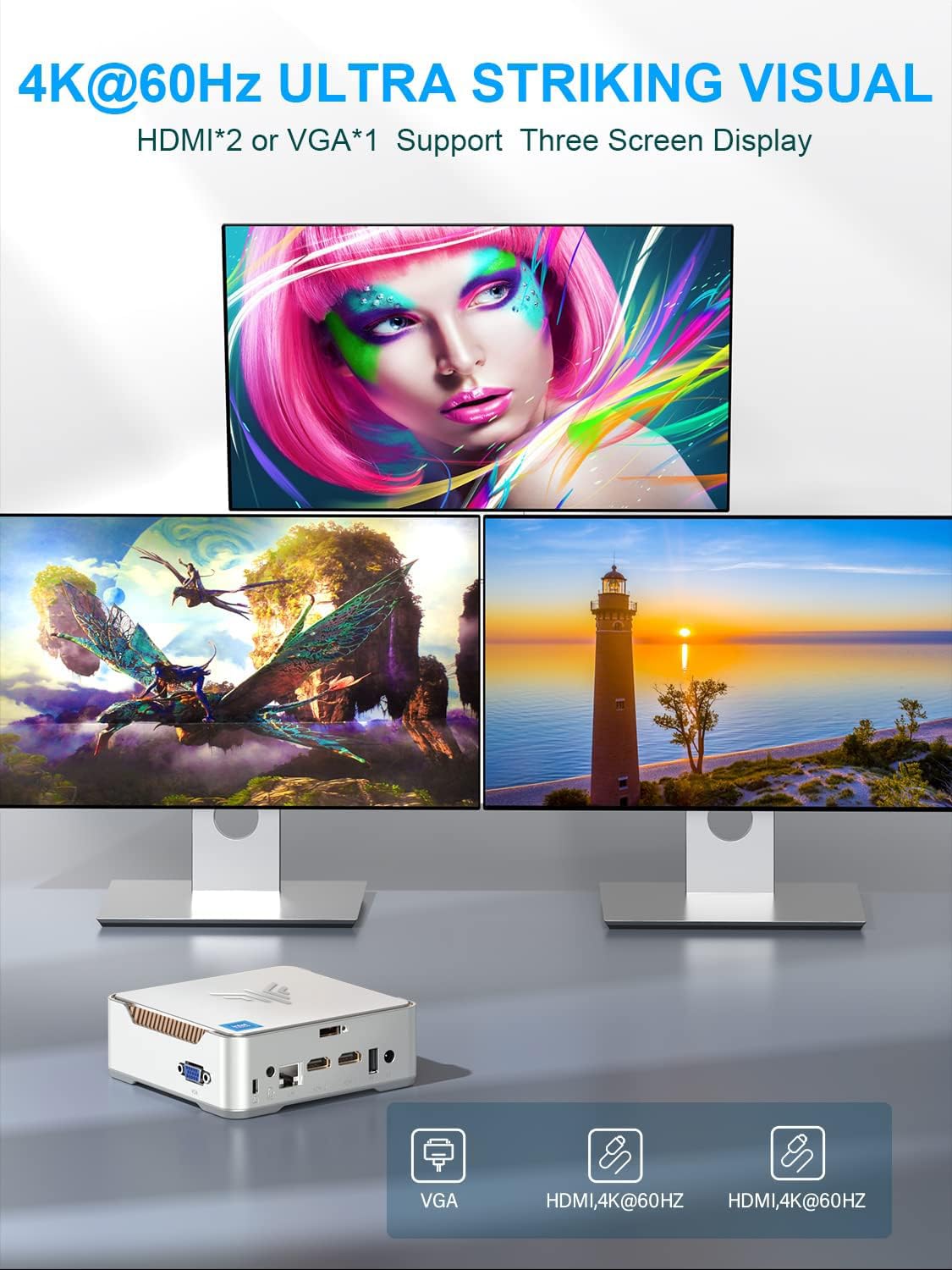 NiPoGi GK3 Plus Mini PC, Ιntel Alder Lake-N95(bis zu 3,40 GHz), 16GB DDR4 512GB M.2 SSD Mini Desktop Computer, 2X HDMI, 4K UHD Triple Display, Dual WiFi, Micro PC mit VESA für Büro/Heim.