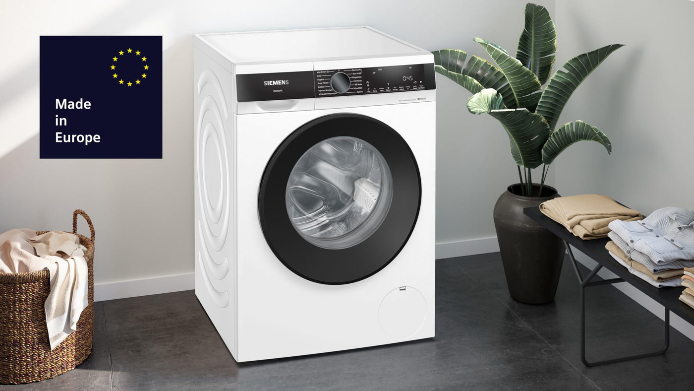 Siemens WG44G2F41, iQ500, Waschmaschine 9 kg, 1400 UpM, automatische Fleckenentfernung, weniger Bügeln mit smartFinish, varioSpeed für schnelles Waschen, i-Dos, Nachlegefunktion, aquaStop, Weiß